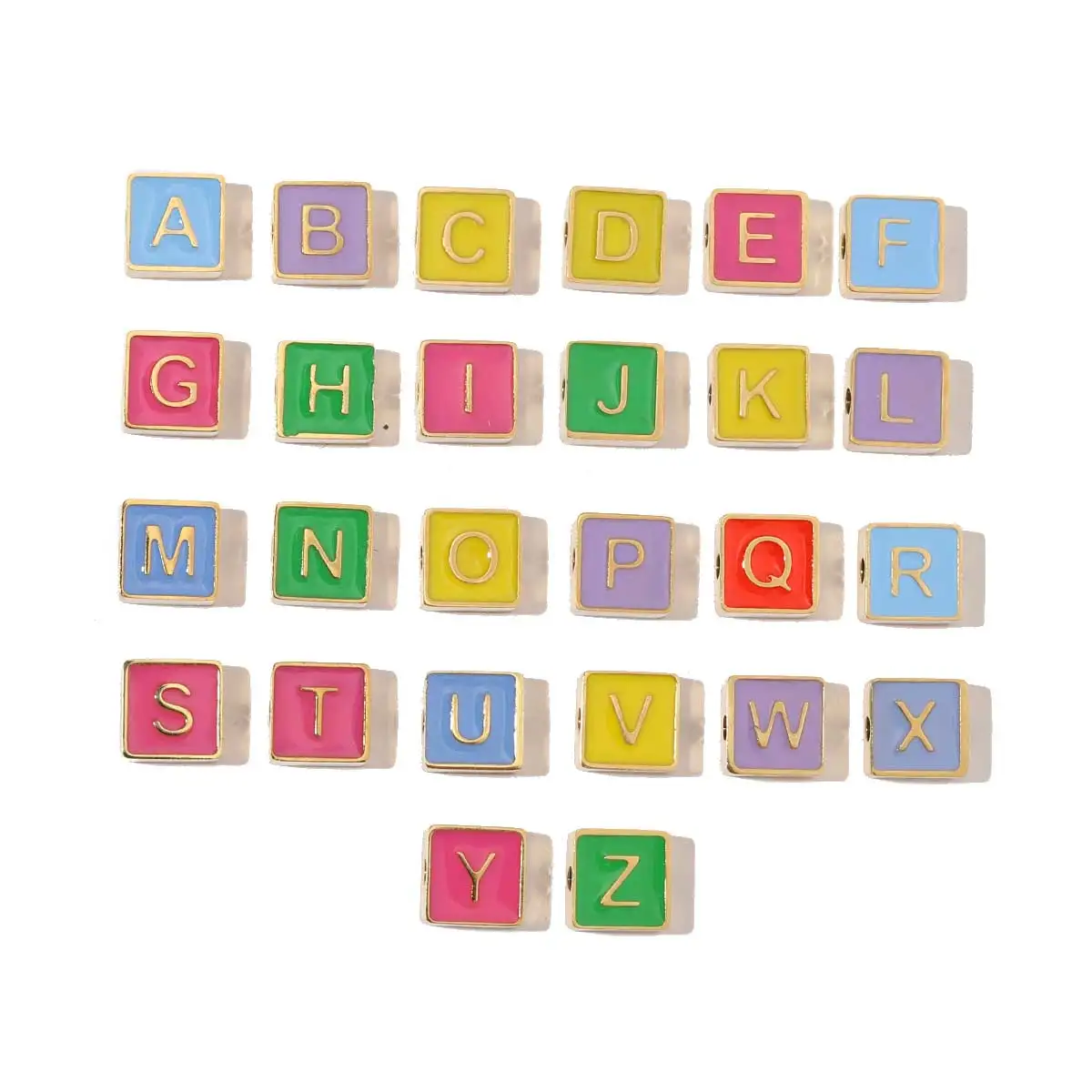 26Pcs/Lot Stainless Steel A-Z Letter 7mm Beads Colorful Enamel Mixed Color Initial Name Charms For DIY Necklace Bracelet Making