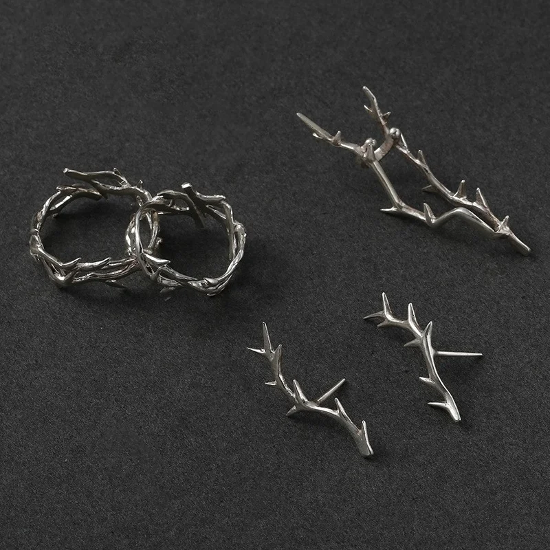 Vintage Goth Thorns Couple Rings For Men Women Irregularity Opening Vine Punk Ring Party Jewelry Gifts Accessories