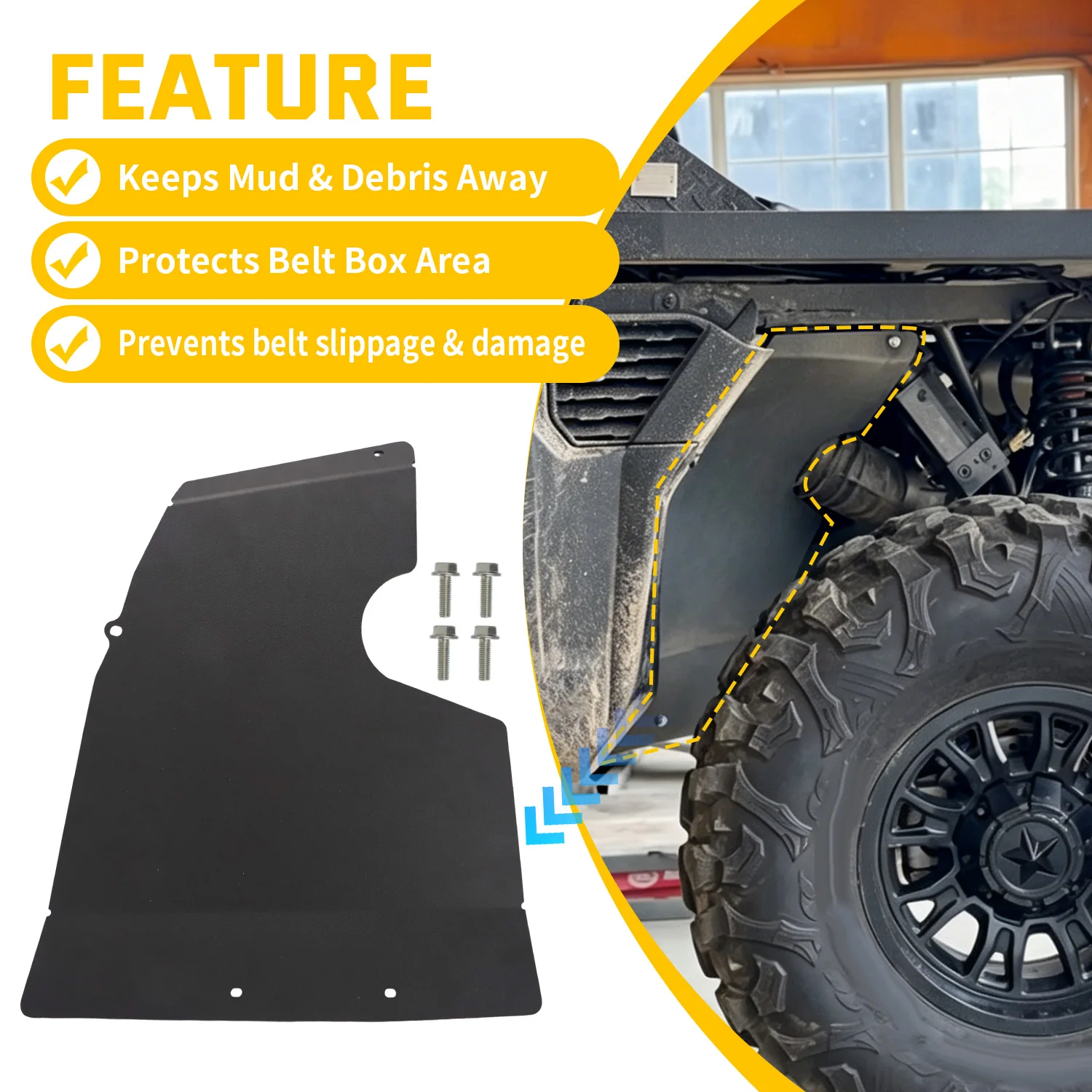 UTV Hinterer Innenkotflügel Schmutzfänger Spritzschutz für CFMOTO U10 Pro / U10 Pro XL 2025+ Schutz-Zubehör – Detail 3