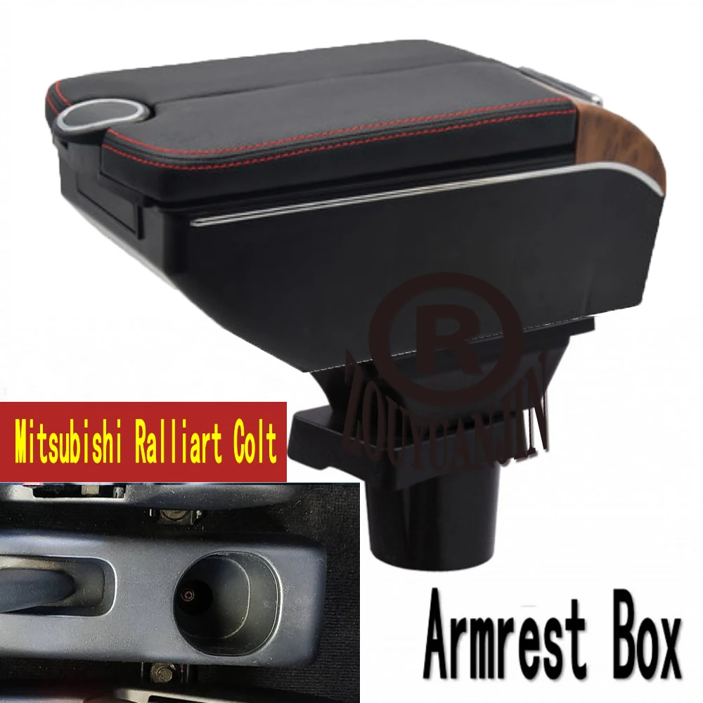 For Ralliart Colt Armrest Box Retrofit Parts Center Console Special Storage Space Car Elbow Rest with USB Cup Holder