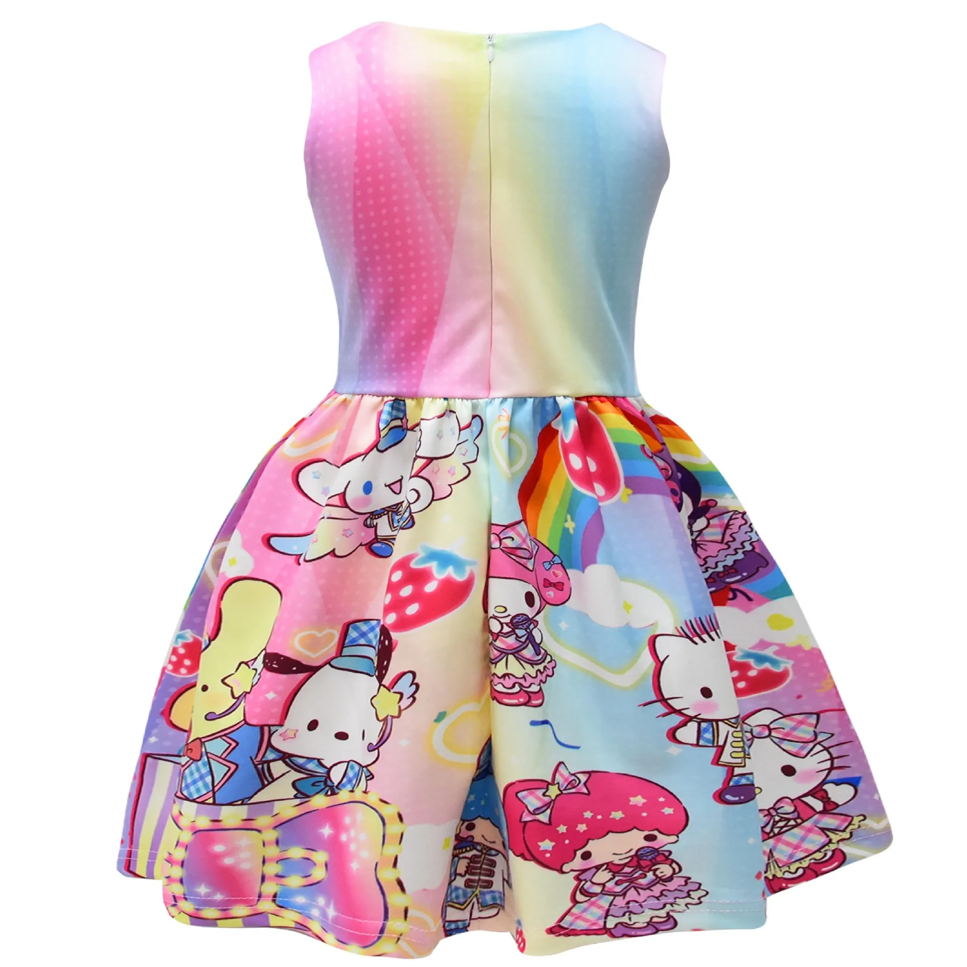 Hello Kittys Cinnamorolls Summer Dress for Kid\'s Casual Clothes 3D Rainbow Cute Baby Girls Princess Dress Party Dresses