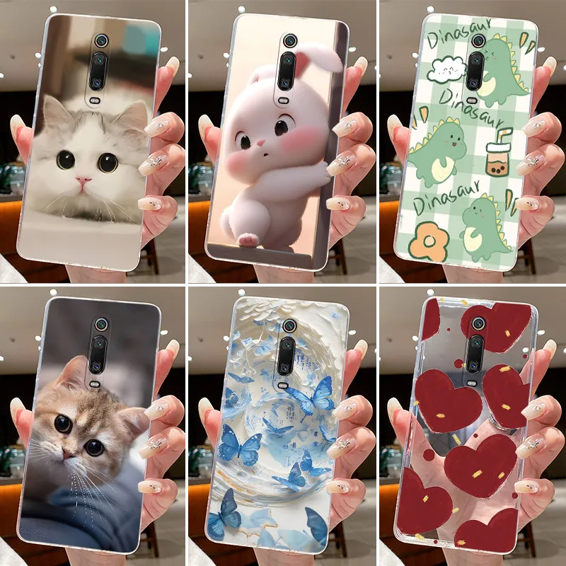 

Casing For Xiaomi Mi 9T Pro Mi9T Fundas For Poco F2 / Redmi K20 Pro Clear Silicone Soft TPU Back Cover Cute Cat Protective Case