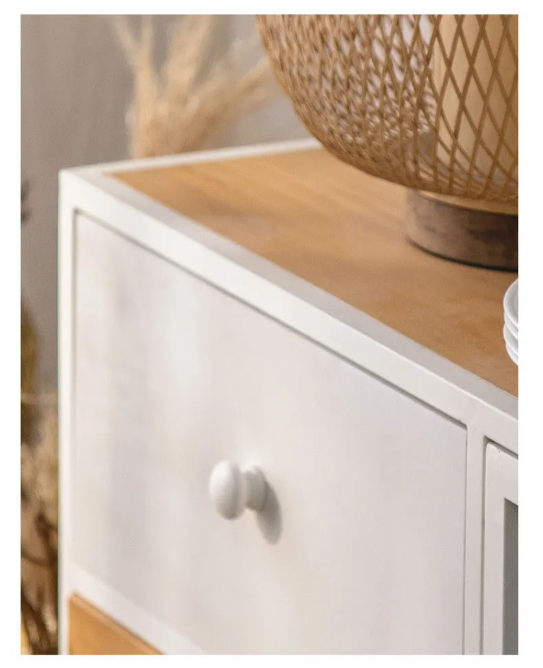 خزانة جانبية لتناول الطعام بلون المينا الأمريكية المرسومة يدويًا، وغرفة شاي، وخزانة صدر فاخرة خفيفة من الزجاج المقاوم للغبار #5