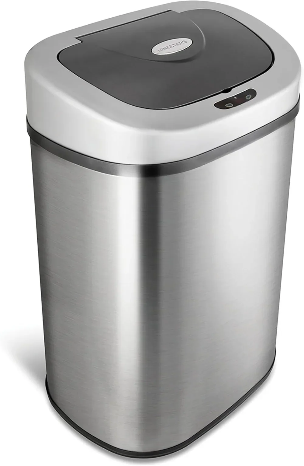 

Automatic Touchless Infrared Motion Sensor Trash Can with Stainless Steel Base & Oval, Silver/Black Lid, 21 Gal