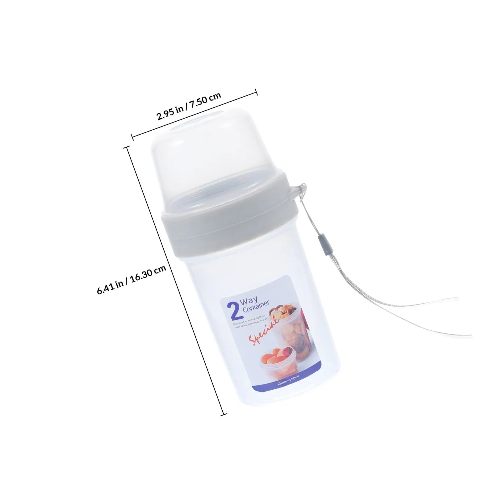 Double Layer Portable Breakfast Cup Fruit Oatmeal Container with Lanyard Reusable Sealed Food Storage Box for Office School - view 3