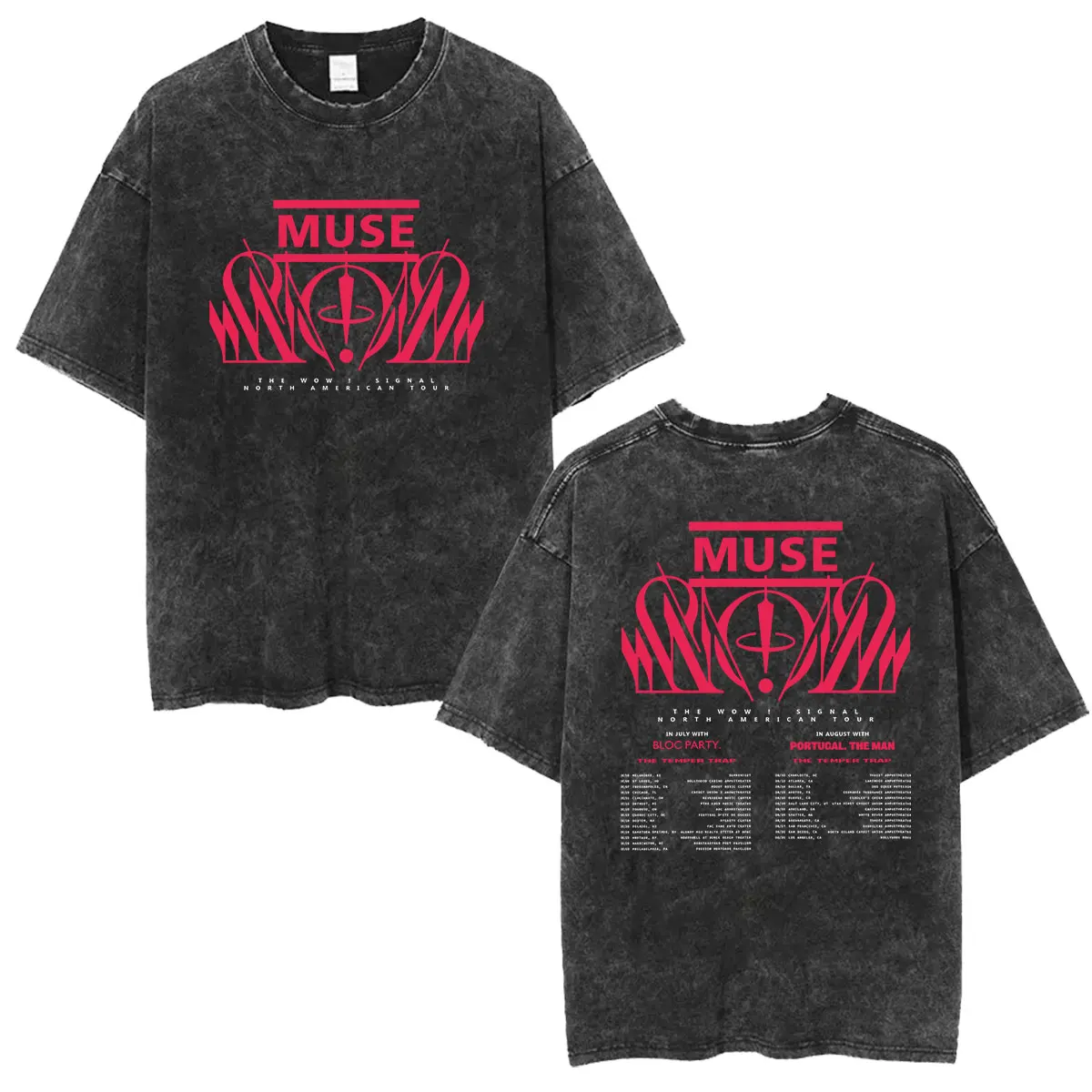 MUSE Band Vintage Washed T-Shirts MUSE The Wow! Signal Tour 2026 Fans Geschenk-T-Shirt für Männer und Frauen, Hip-Hop-T-Shirt mit O-Ausschnitt und kurzen Ärmeln – Detail 5