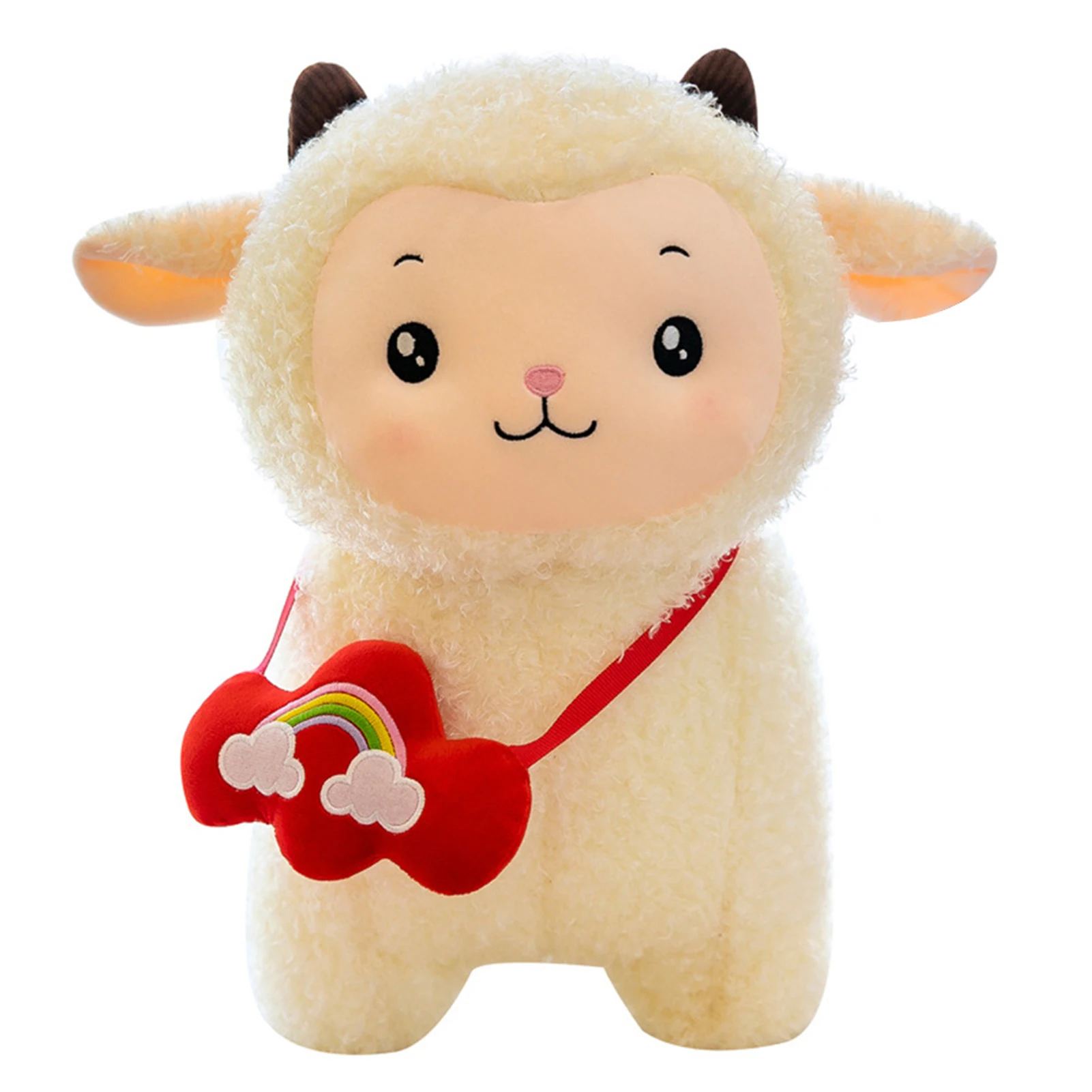 Adorable Sheep With Bag Plush Doll Soft Stuffed Toy Kid Hugging Pillow Gift