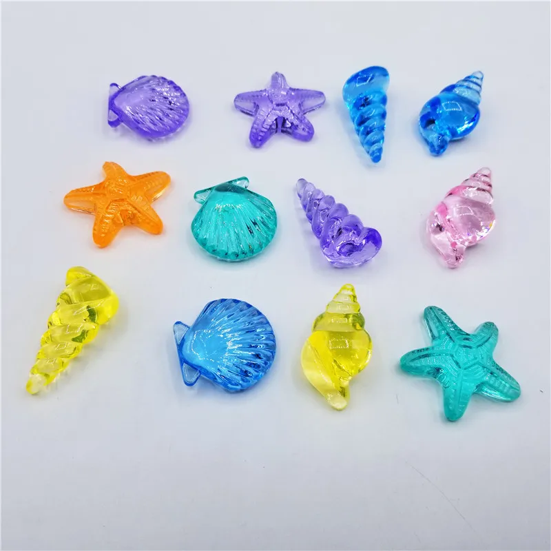 Camal 10pcs Acrylic Colorful Gems Diamond Shell Starfish Conch Kids Party Toys Treat Goody Bag Gift Wedding Birthday Halloween