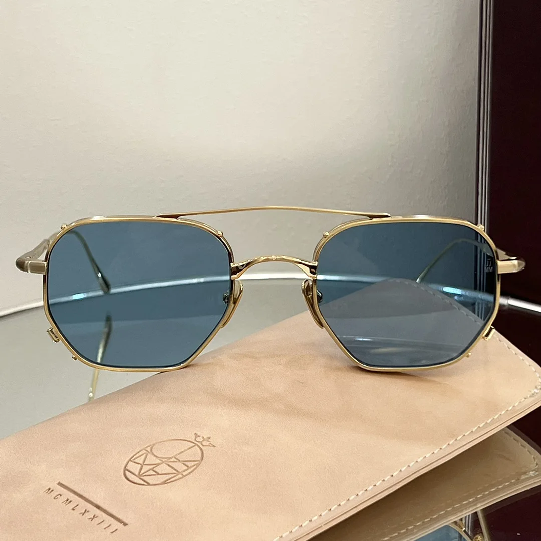 

Designer JMM MARBOT Square Alloy Sunglasses Handmade Vintage Luxury UV400 Shades with Case