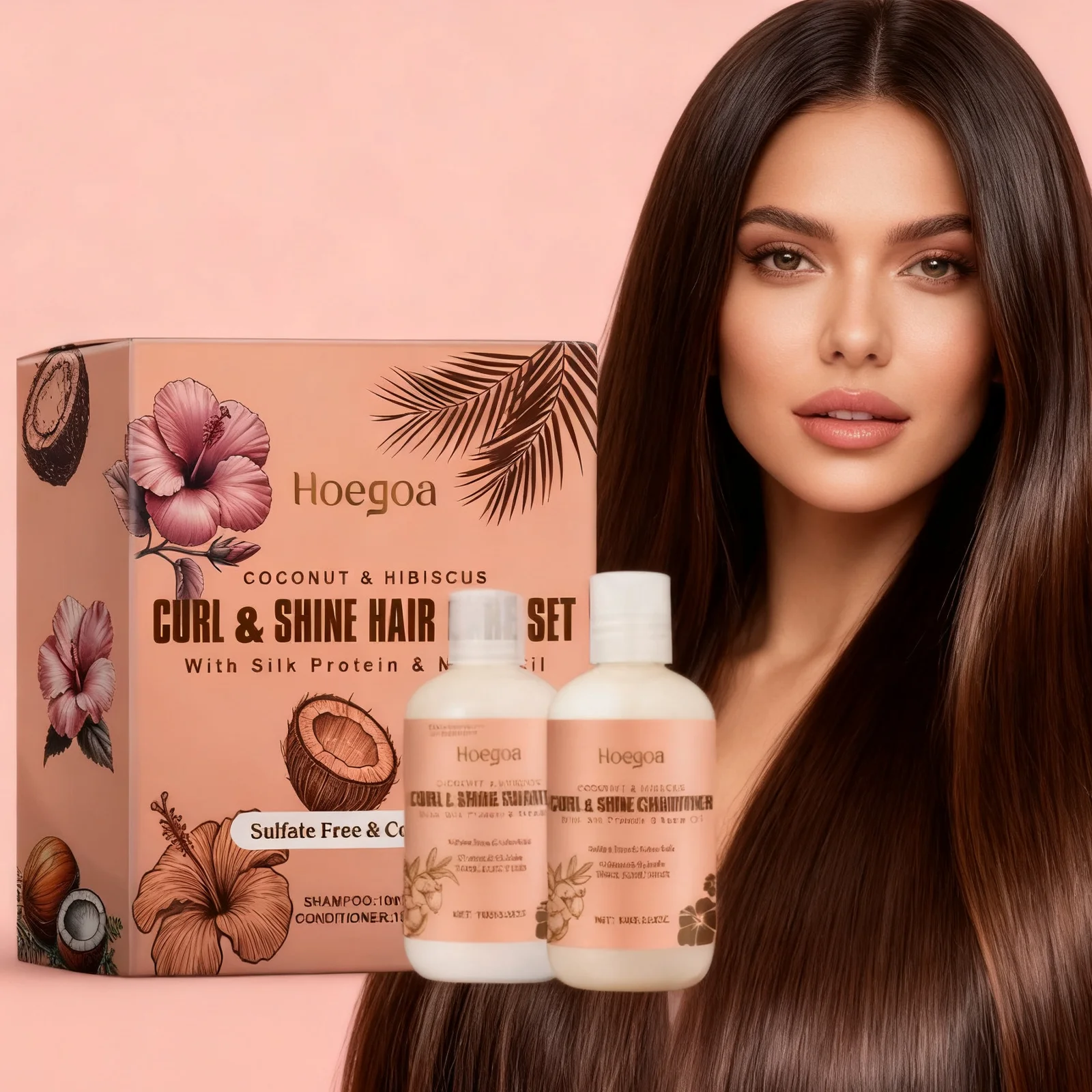 

Coconut Shampoo and Conditioner Set - Hydrating Hair Care for Curly Hair | Oil Control Frizz Removal Scalp Cleansing Smoothing