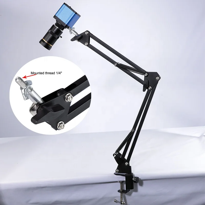 Digital Video Microscope Camera with Cantilever Universal Bracket Table Stand 8-50MM Focal-Length Zoom C Mount Lens Camera