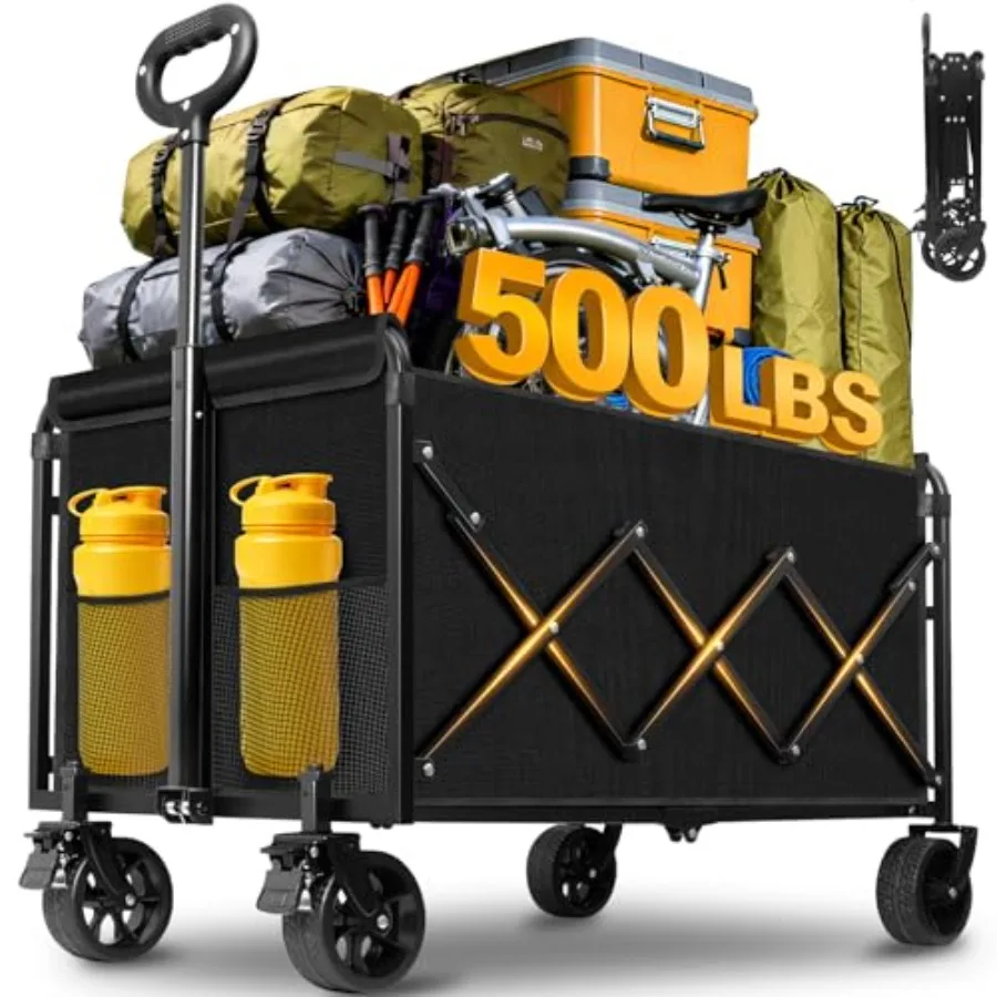 

Складная тележка-вагончик 500 фунтов, с колесами и тормозами, большая, сверхпрочная, складная