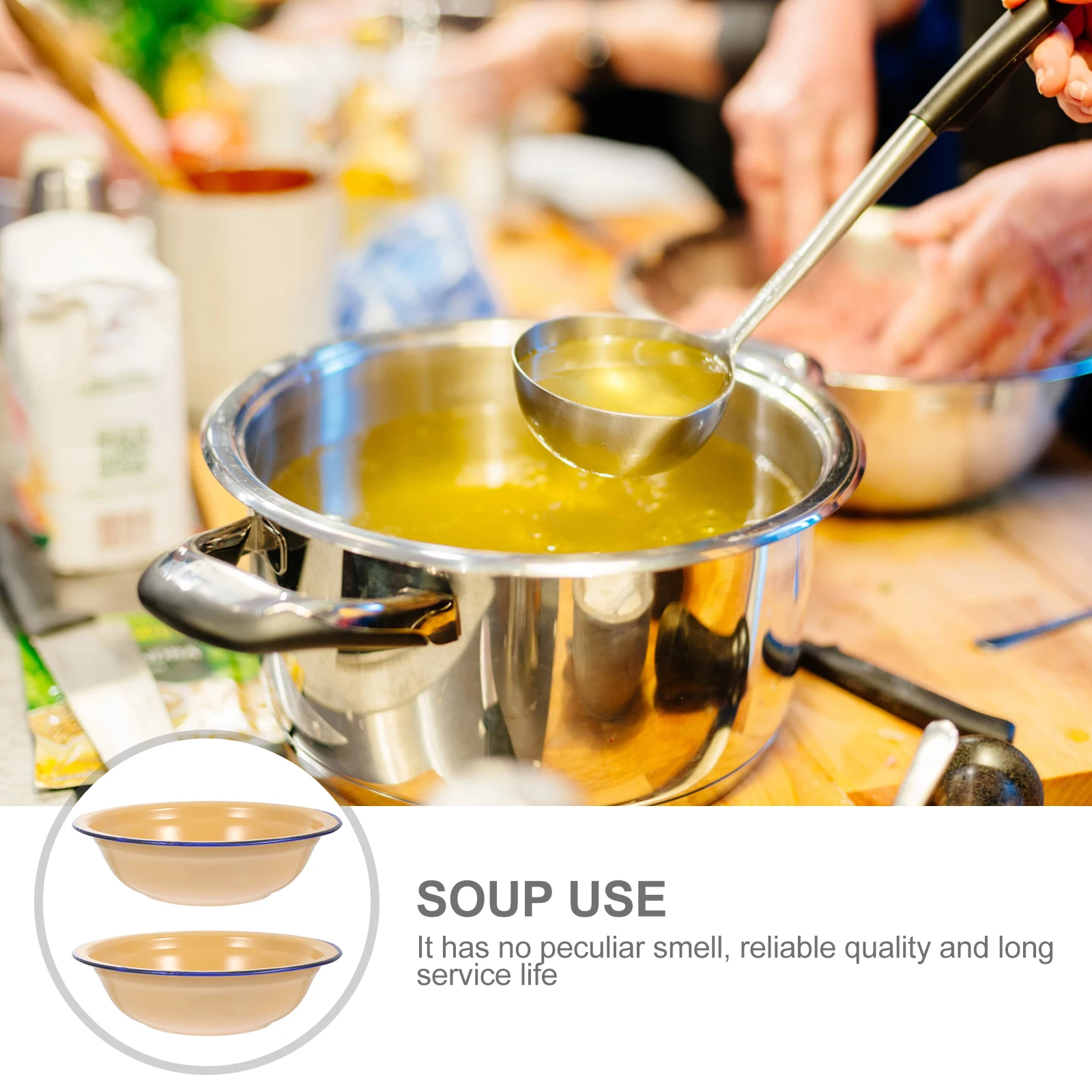 

2Pcs Vintage Enamel Basins Thickened Soup Plates Practical Household Tableware Suitable for Kitchen Home