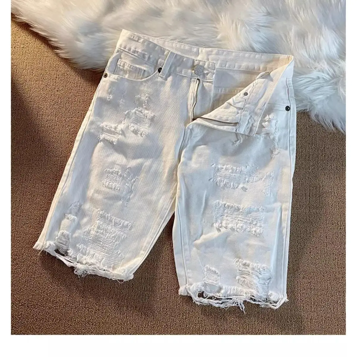 Denim shorts men's summer thin medium pants American street versatile loose straight sports five-point pants