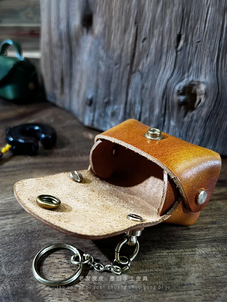 Cowhide Mini Bag Handmade Pendant Genuine Leather Storage Bag