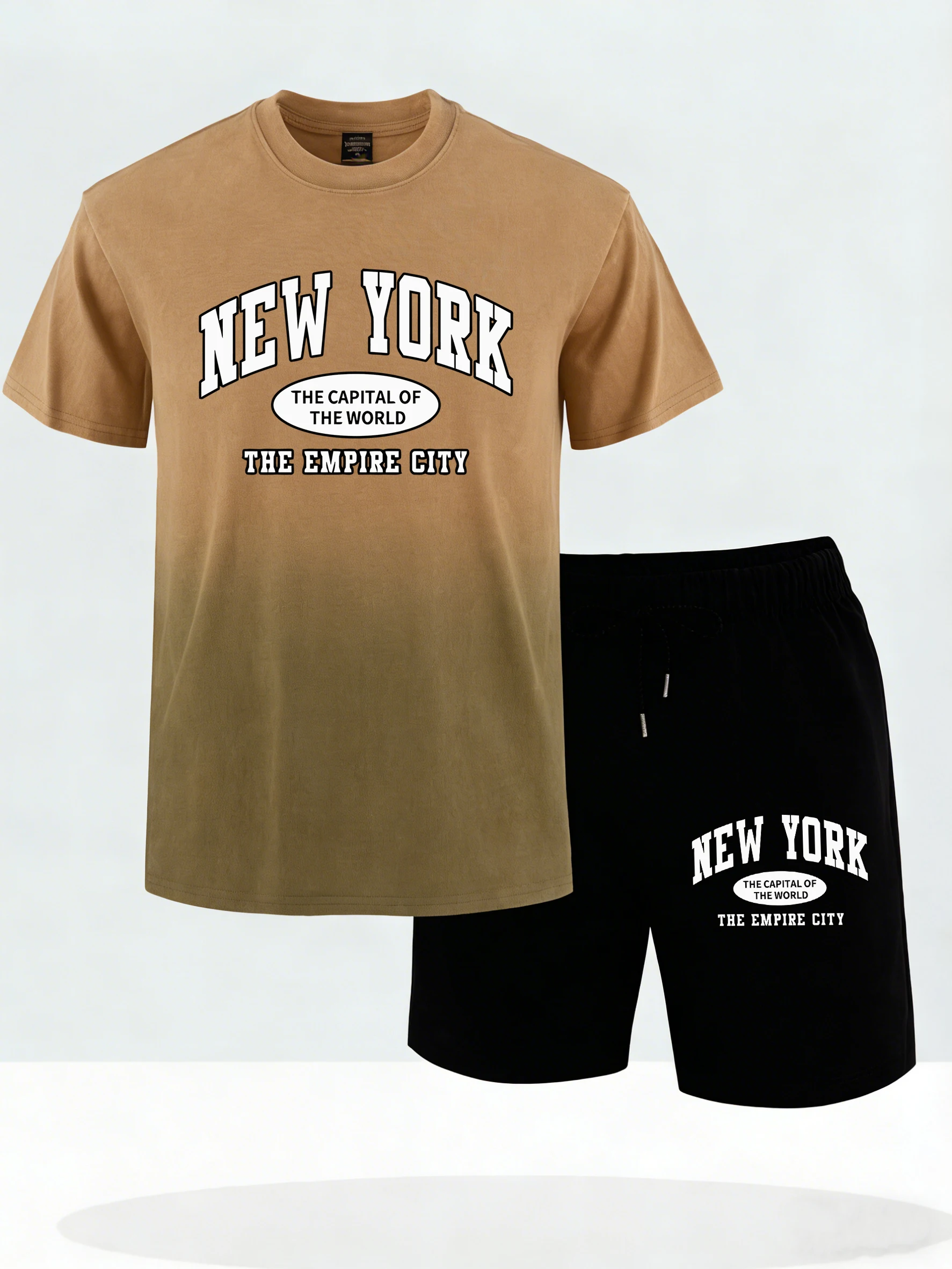

New York The Capital Of The World Print Mens Summer Beach Tie-Dye T-Shirt Suits Comfortable Gym Short Pants Simple Cool T Shirts