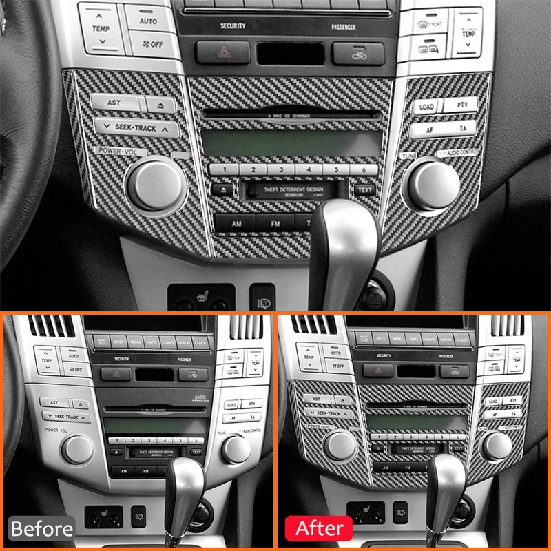 Carbon Fiber Car Central Console Air Conditioning Control Panel Trim Frame Decoration Sticker For LEXUS RX300 RX350 2004-2009 2