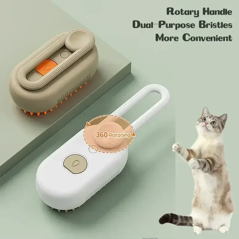 Steam Pet Brush 3-in-1 Massage Dog Steam Brush Pet Beauty Remove Tangled and Loose Hair From Cats and Dogs