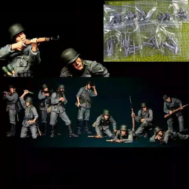 

1: 35 Cast Resin Model Gray Kit, 10 European Frontline Combat Soldiers Model Needs To Be Assembled Without Painting