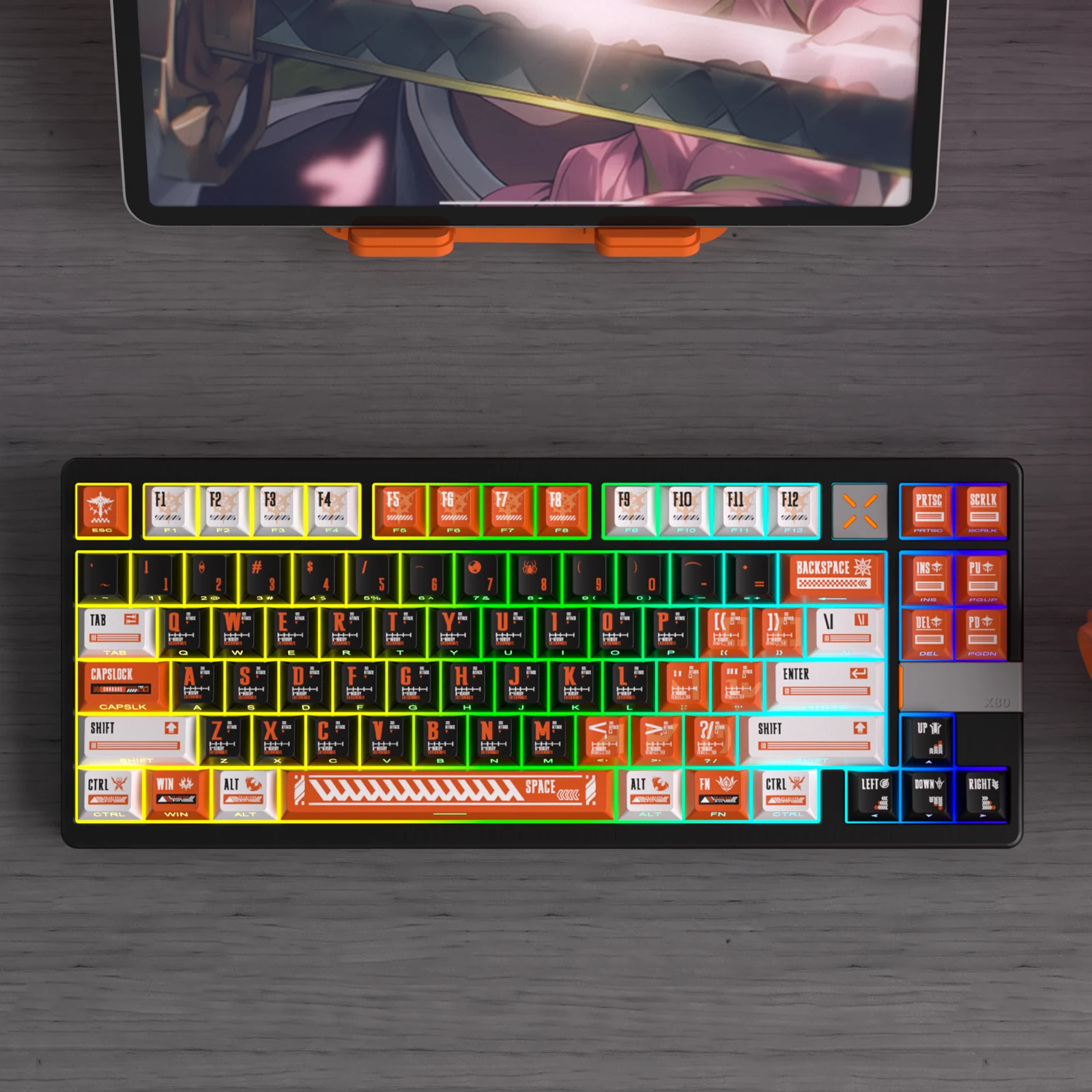 Imagem -05 - Lado Gravado Keycaps para Teclado Mecânico do Jogo Lado Gravado Perfil Cereja Pbt Sublimação Térmica Laranja