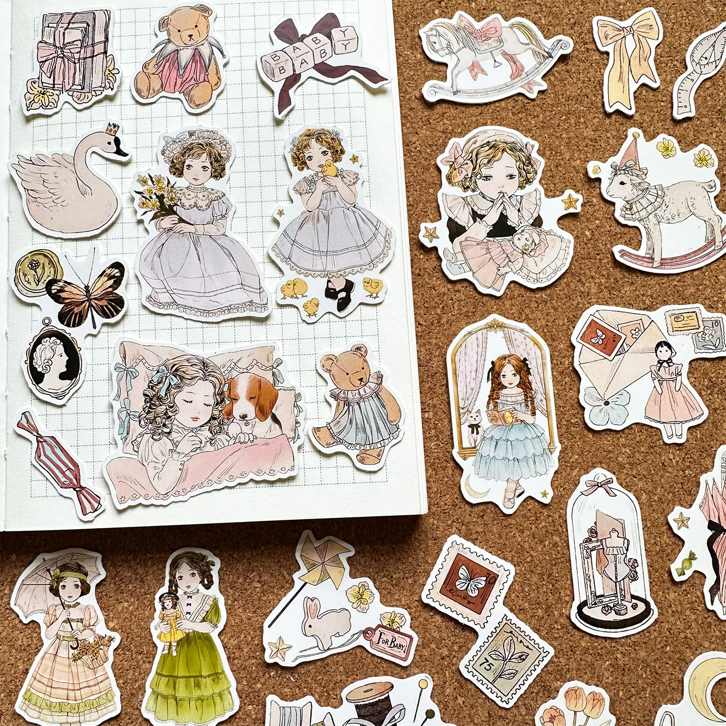 

Vintage Cute Girl Small Items Stickers Decorative Stickers for Diary Notebook Journal Scrapbook
