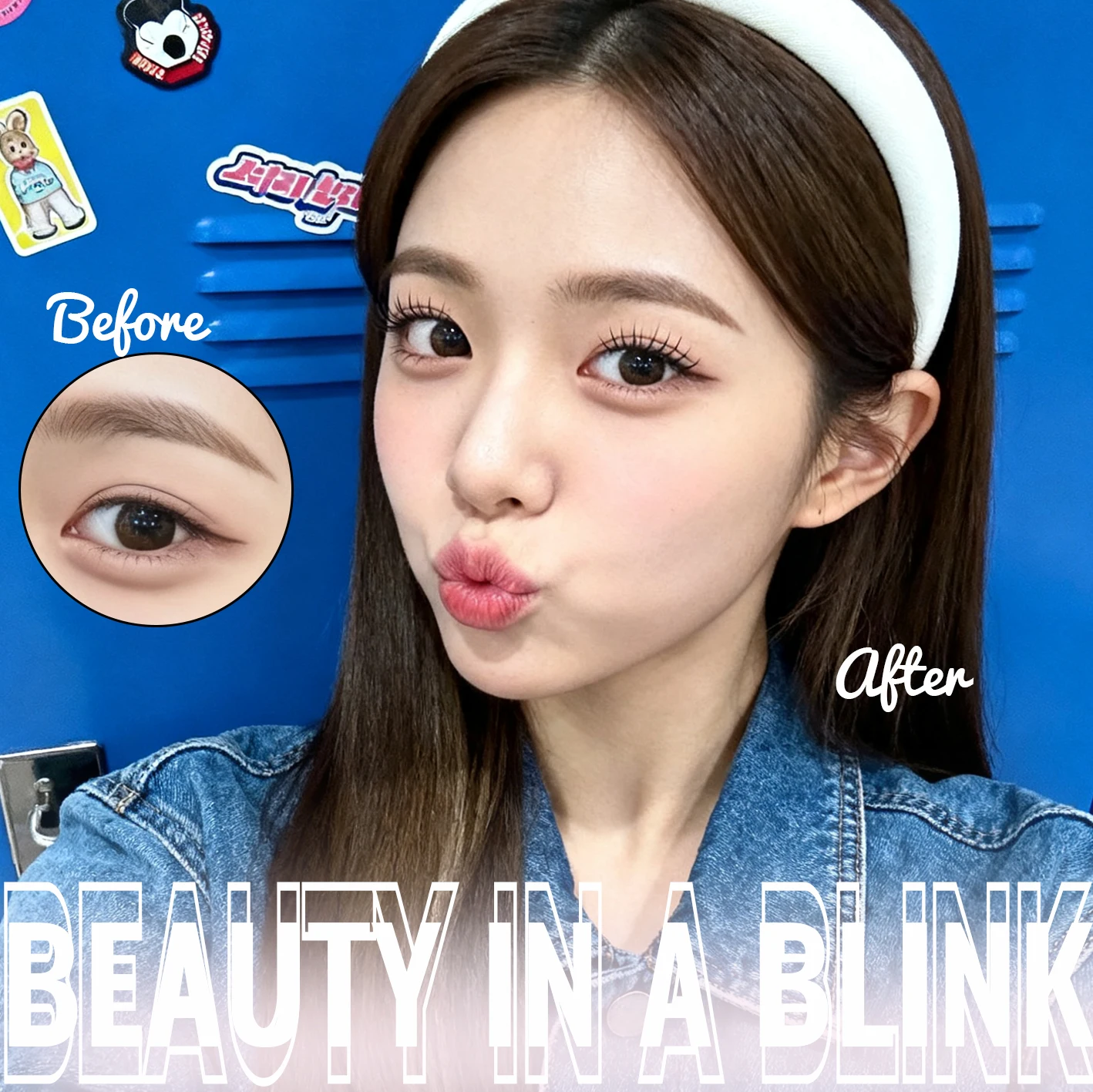 한국 스타일 가짜 속눈썹 K-pop 영감 디자인 만화풍 풍성한 클러스터 얇은 셀프 접착 매일 사용에 완벽