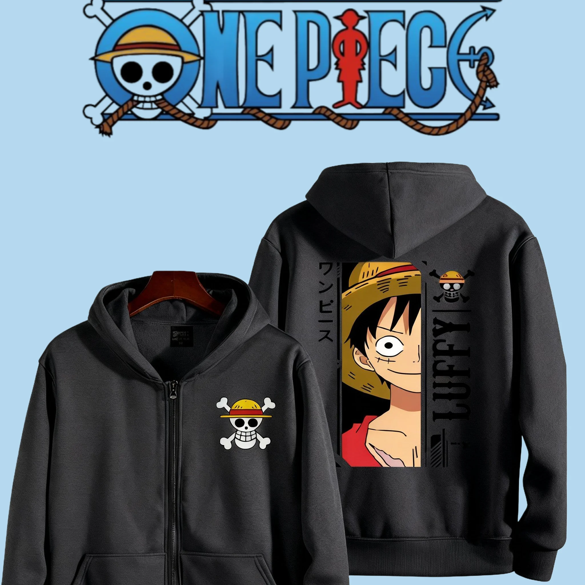 Super Sized Anime Alles-in-één Luffy Rits Hoodie Jas voor Casual Trui 2025Herfst Winter Heren Dames Katoenen Rits Hoodie