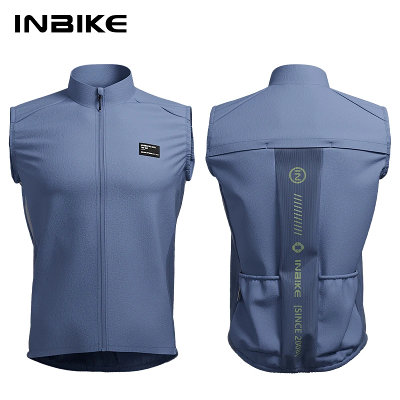 INBIKE Men's Women's Waterproof Cycling Sleeveless Jacket Lightweight Stackable Reflective Anti-UV Pocket Windproof Vest Zipper