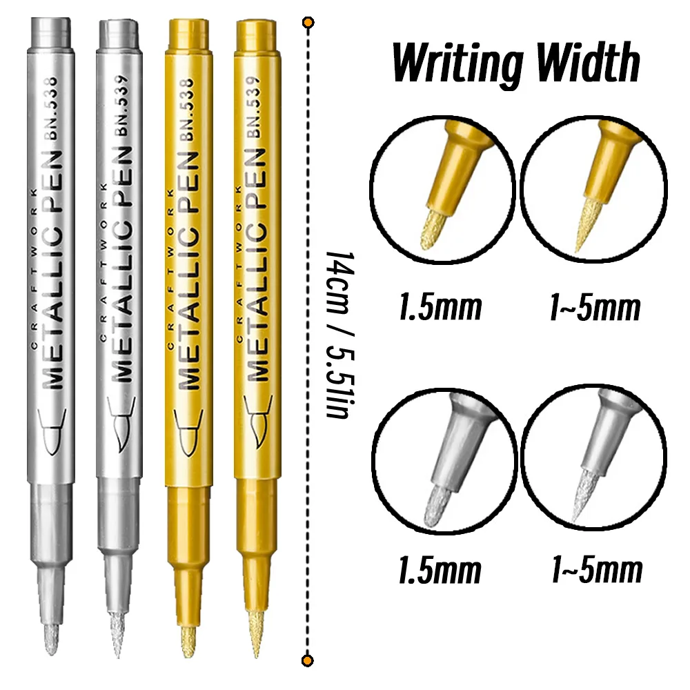 

Набор из 1-6 мягких маркеров с металлическим эффектом: золотые и серебряные перманентные маркеры для стекла, керамики, смолы, поделок, скрапбукинга и рисования