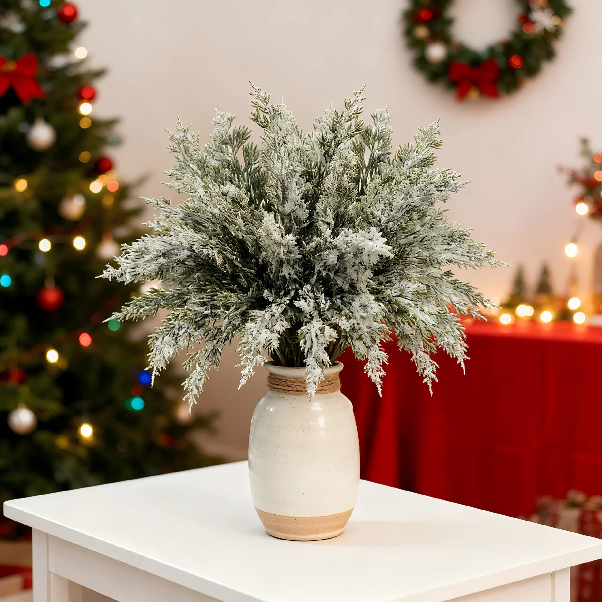 10 peças de plantas simuladas, festas em casa de Natal e Ano Novo, decorações de guirlanda de árvore de Natal