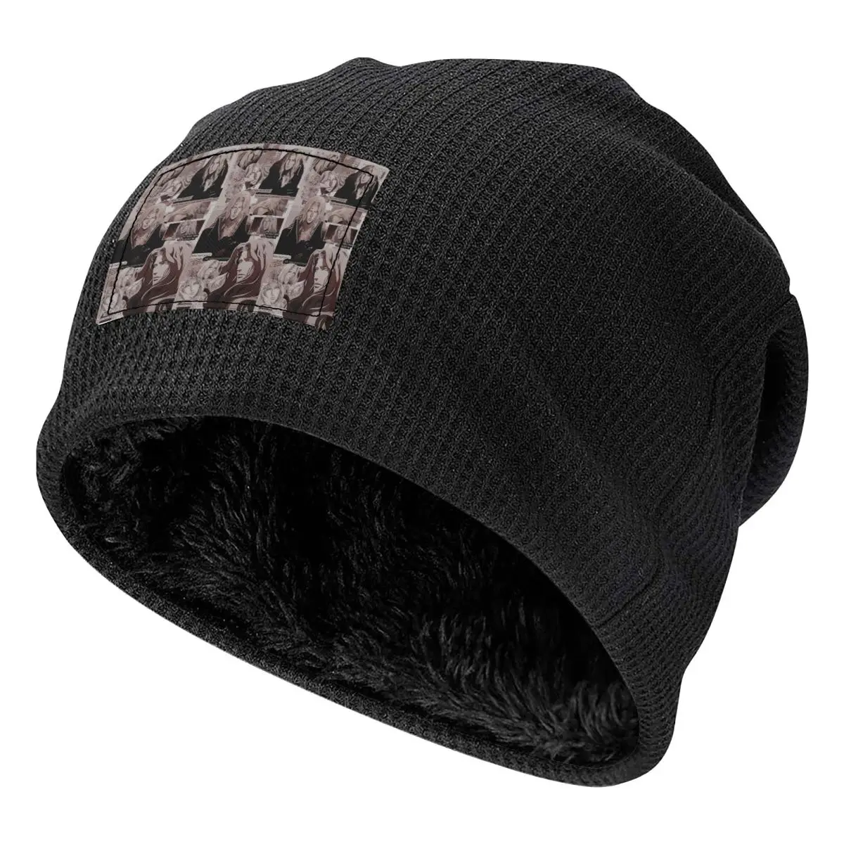 Alucard Castlevania Waffle Knit Fleece Lined Beanie with PU Leather Patch Unisex Warm Winter Soft Cap