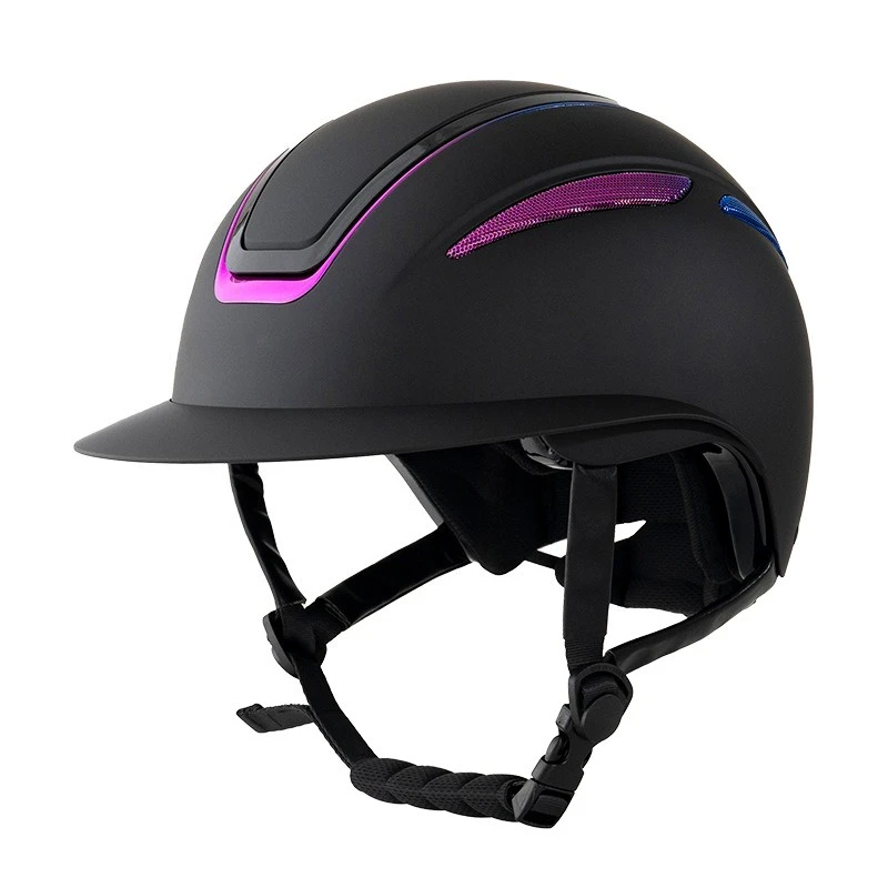 

Bright black background plating gradual change blue purple, equestrian helmet, riding head protective cap 8101328