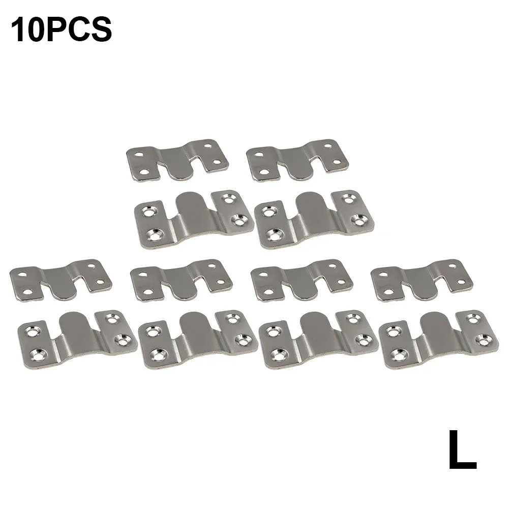 10Pcs Stainless Steel Interlock Hanging Buckle Flush Mount Bracket Furniture Connector Wall Picture Frame Hanger Display Hooks