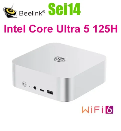 Beelink SEi14 AI Mini PC Intel Core Ultra 5 125H Windows 11 DDR5 32GB 1TB PCIe SSD Wifi6 BT5.2 Desktop Gamer Computer Mini PC