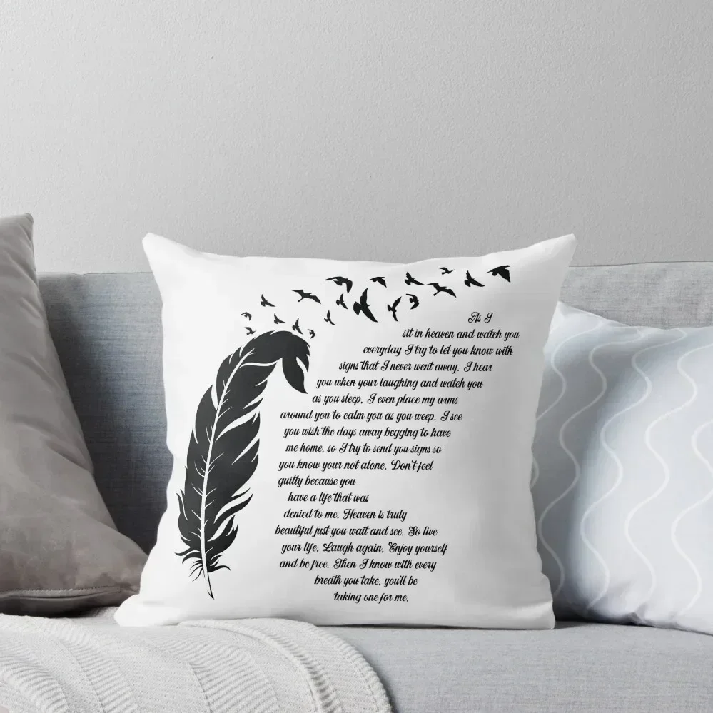 

Feather As I Sit In Heaven, Memory Gift Throw Pillow christmas cushions covers luxury throw pillow covers pillow