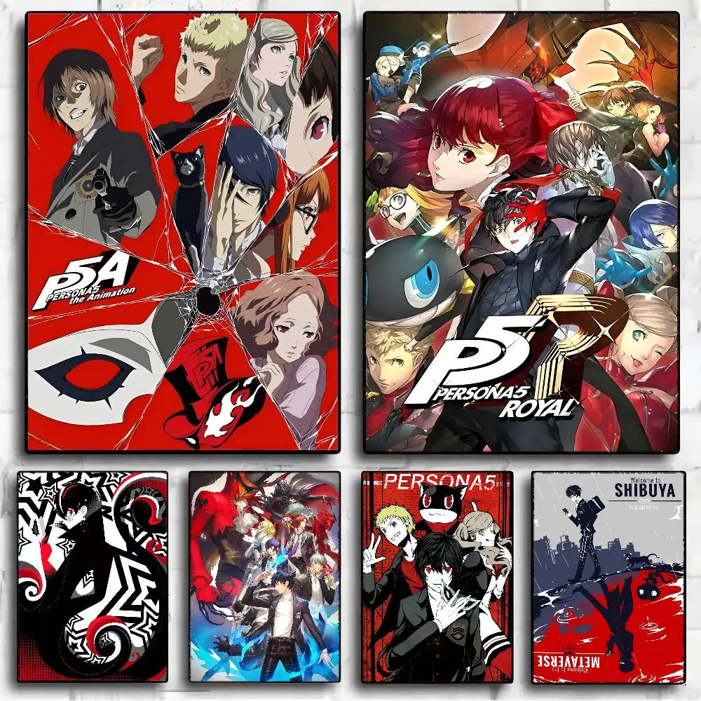 Persona 5, selbstklebendes Poster, Vintage-Stil, für Zimmer, Bar, Café, Dekoration, Heimdekoration