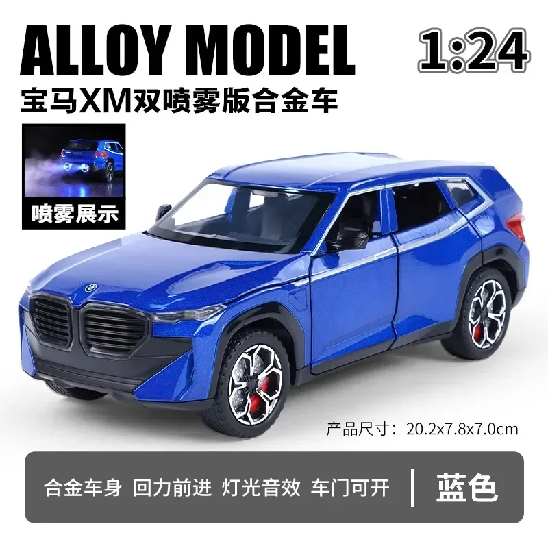 1:24 BMW XM podwójny spray SUV wysokiej symulacji odlewane modele ze stopu metalu Model samochodu światło dźwiękowe Pull Back kolekcja zabawki na prezenty dla dzieci F603