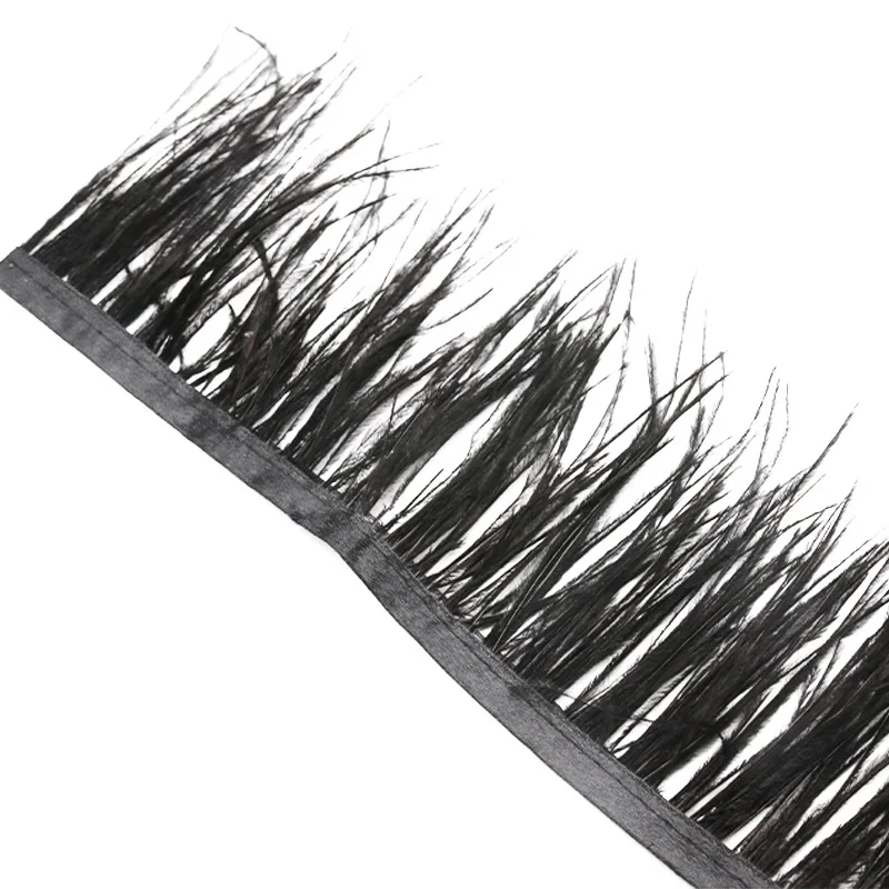 Price of 10M Black natural&real ostrich feather trims trimming 8-10cm feather fringes lace sewing materials cloth dress belt boa