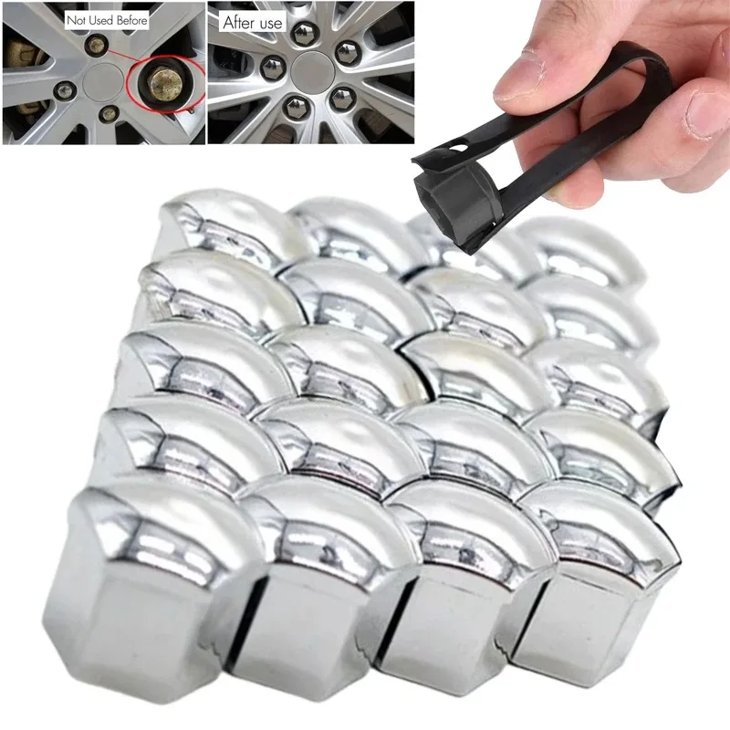 

20 Pcs Car Wheel Nut Caps 17mm/19mm/21mm Auto Hub Screw Cover Black Plastic Anti Dust Car Wheel Nut Bolt Covers Tire Accessories
