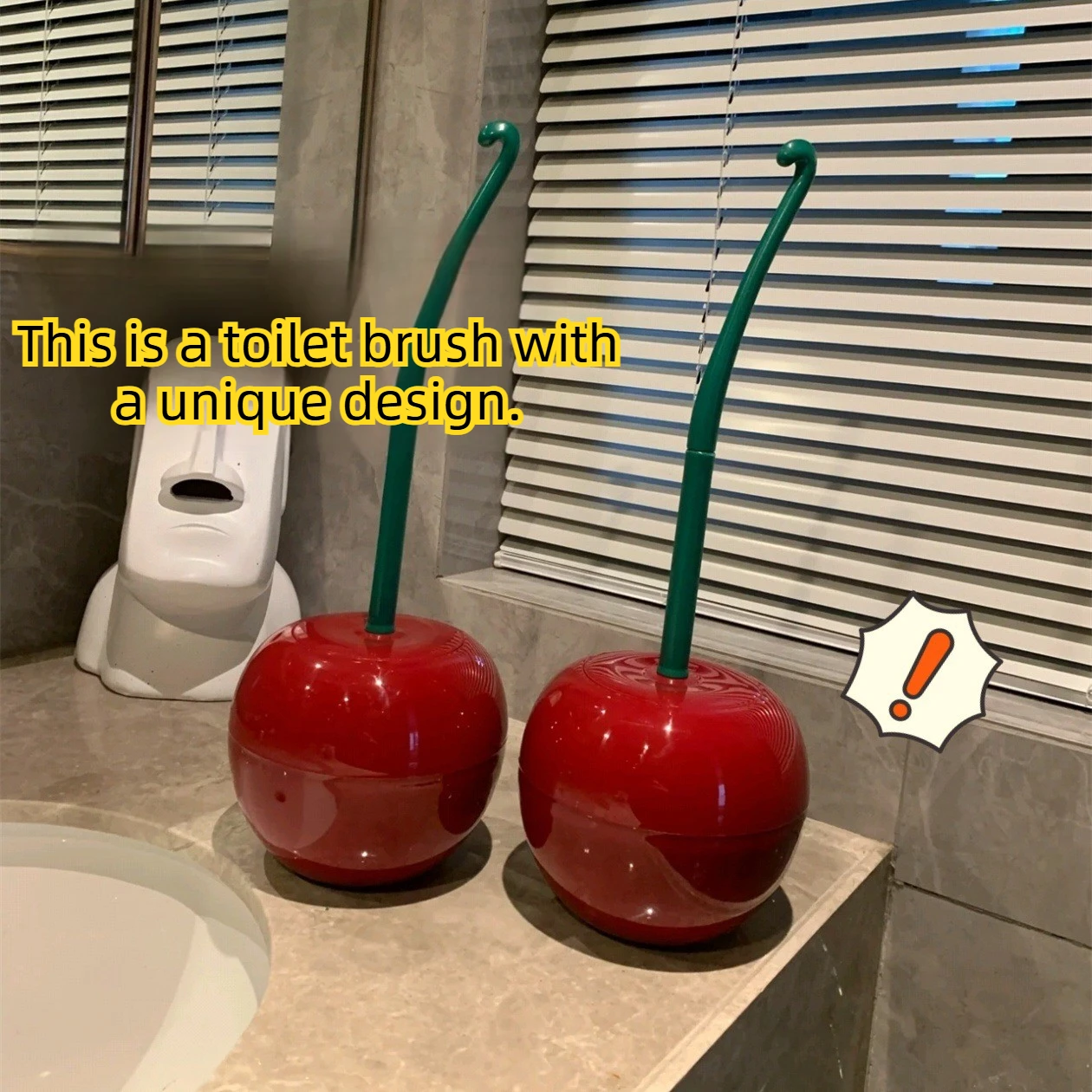Cherry toilet updated model - household all-round handwashing bathroom cleaning toilet long-handled brush with base set