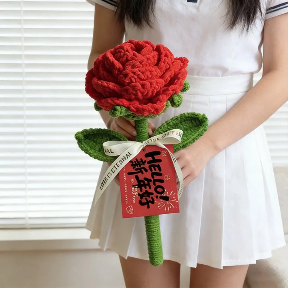 

Вязаные крючком розы ручной работы: креативные искусственные цветы, готовое изделие, имитация роз, подарок для влюбленных