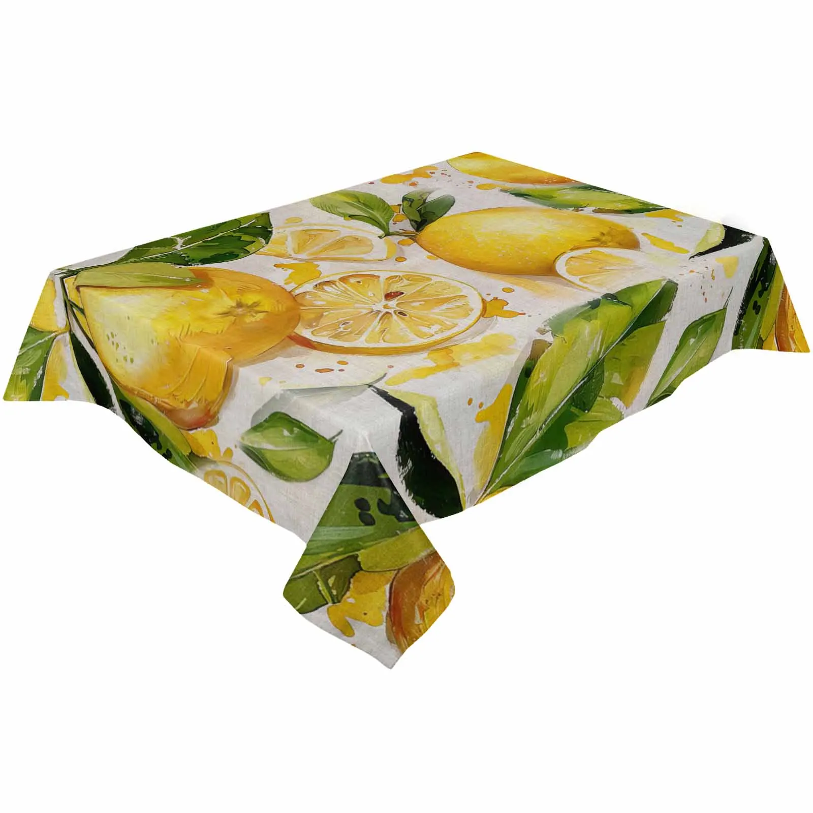 Summer Watercolor Lemon Waterproof Tablecloth For Table Kitchen Decorative Coffee Cuisine Party Table Cover