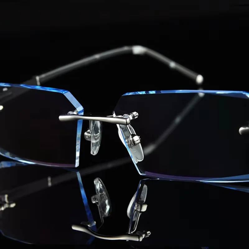 EAGWOO Pure Titanium Eyeglasses Crystal Cutting Frame 2052 Prescription Glasses High Grade Business Use