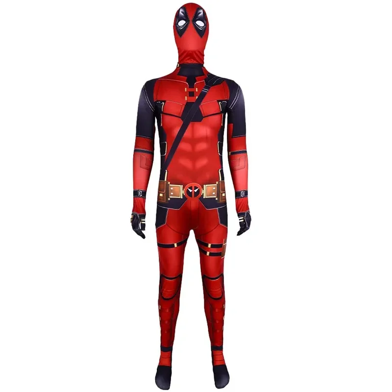 SN552 Piece Deadpool Wolverine Jumpsuit Red Men Women Cosplay Costume Superhero Headgear Performance Party Halloween Zentai@54WE