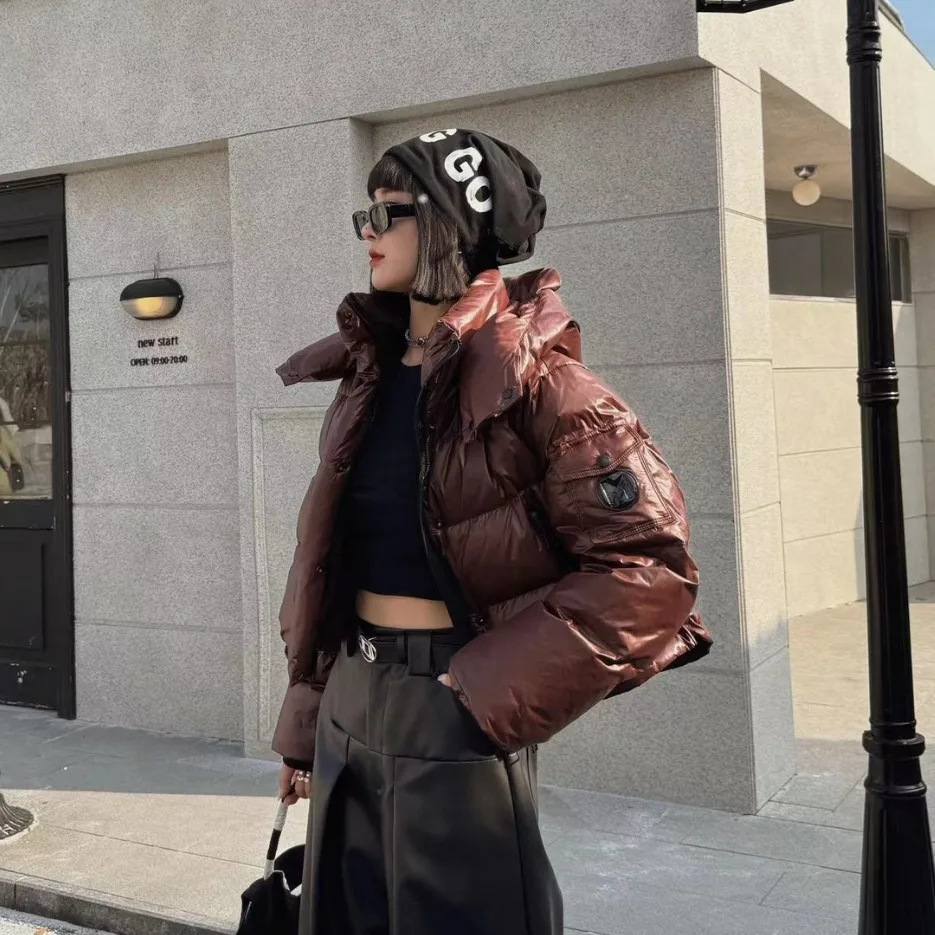 

2024 Winter New Bright Face Non Washable Down Jacket Women's Short Style Loose Thick Bread Jacket Fashion Trendy Brand Warm