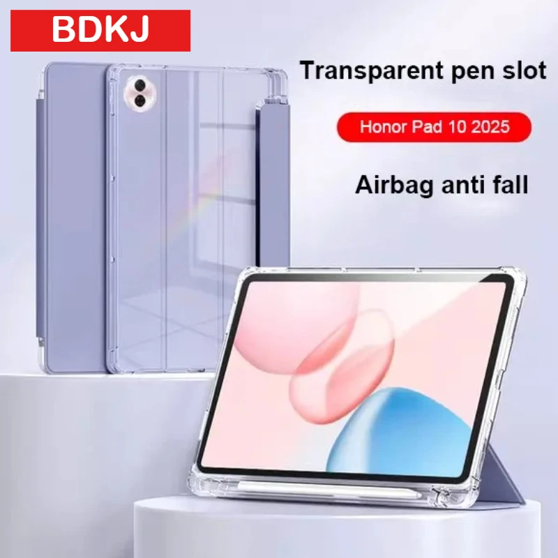 

NEW Clear Pen Slot Tablet Case for Honor Pad 10 12.1 Inch 2025 HEY3-W00/W10 Pad 9 GT X9a V9 11.5" X8a Three-fold Leather Cover