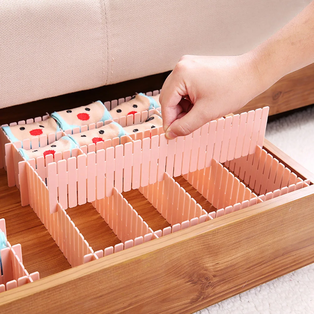 

4pcs Plastic Adjustable Drawer Dividers 9.84"X2.75" Snap Together Organizer For Socks Underwear Makeup Storage Divider Grid