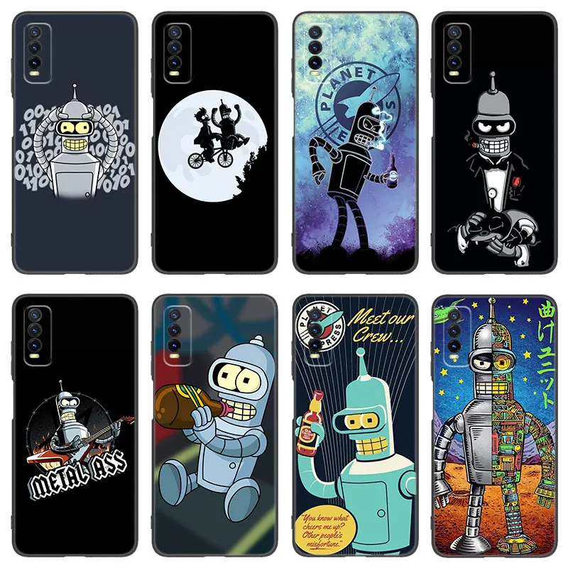 Cartoon F-Futuramas Black Silicone Phone Case For Vivo V27 V29 e V30 X80 X90 Pro Y17 Y21 Y22 Y33 S Y16 Y20 Y27 Y35 Y36 Y55