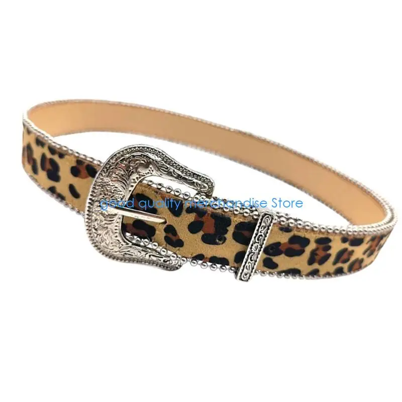 

Y5JD Молодежный модный ремень Элегантный ремень с леопардовым принтом Модный мягкий пояс с животным принтом