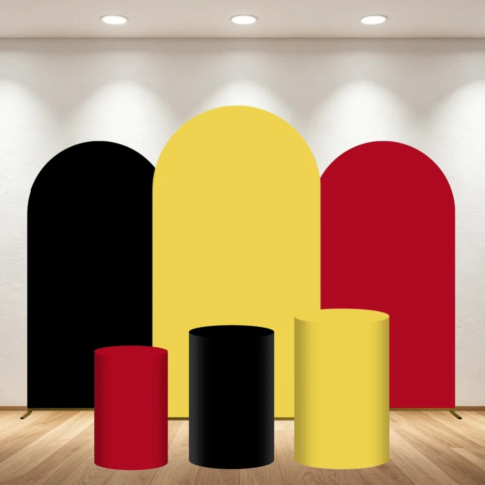 

Чехол для арки на день рождения, однотонный, черный, красный, для цилиндрических колонн-подставок, эластичная ткань для фона на детский праздник